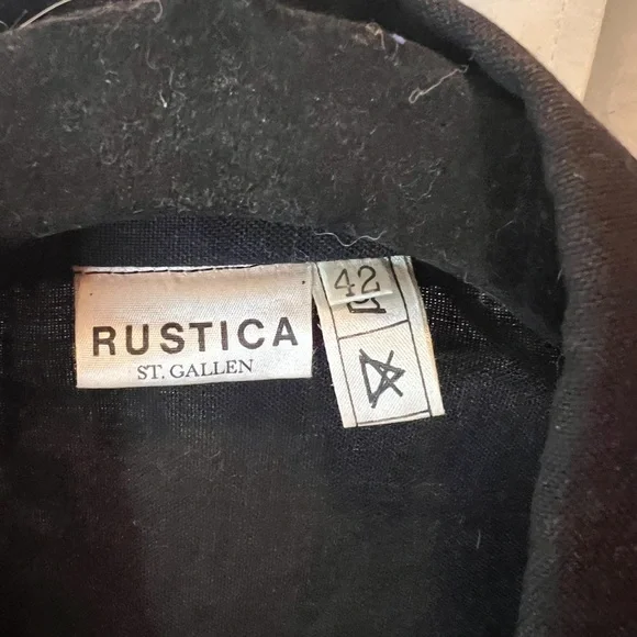 Rustica St Gallen Black Embroidered Sunflower Jacket Size 42 Swiss Floral Trim - Picture 5 of 9